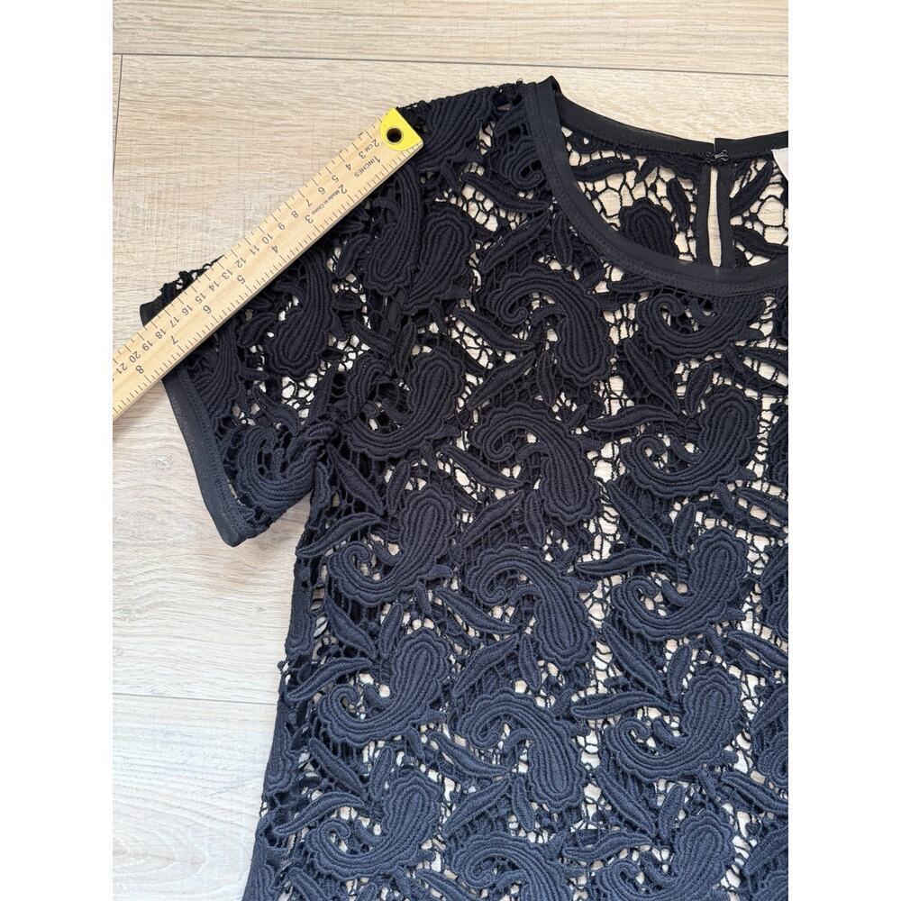 LOFT Black Paisley Lace Short Sleeve Blouse – Size Small - Picture 9 of 11